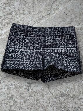 Express Black Silver Metallic Houndstooth Cuffs Shorts Pockets 00 Wool Blend NWT